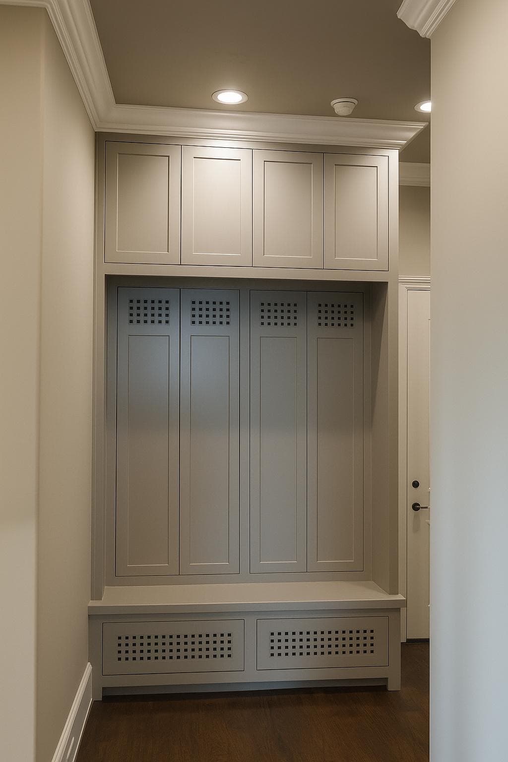 Custom Mudroom Lockers with Built-In Bench