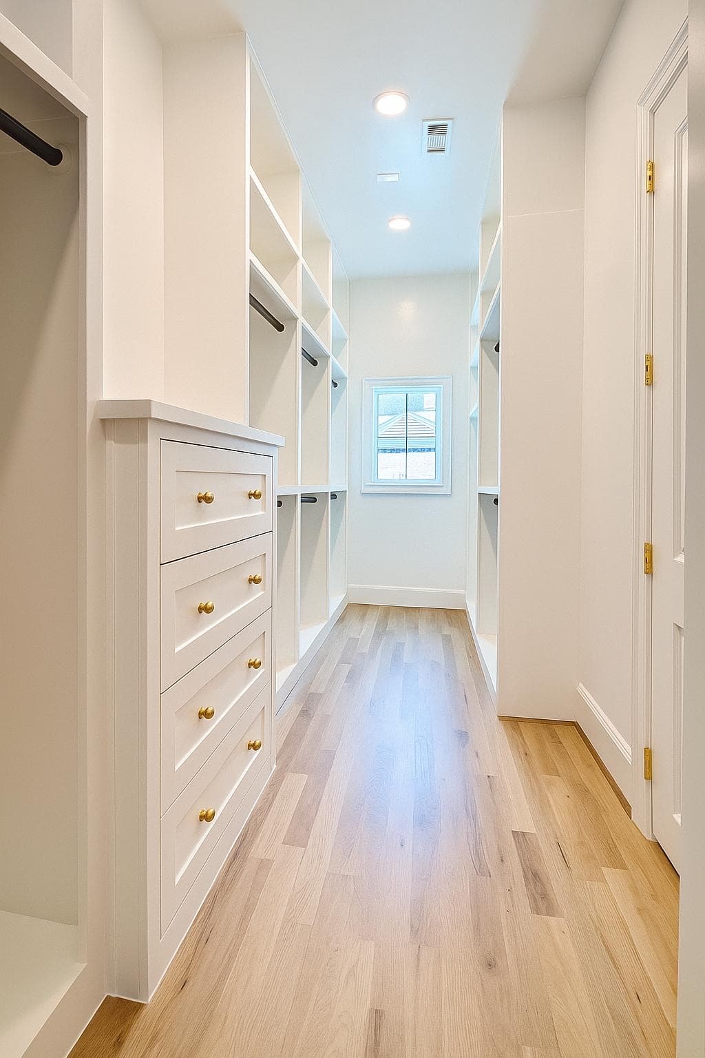 Custom White Walk-In with Brass Hardware