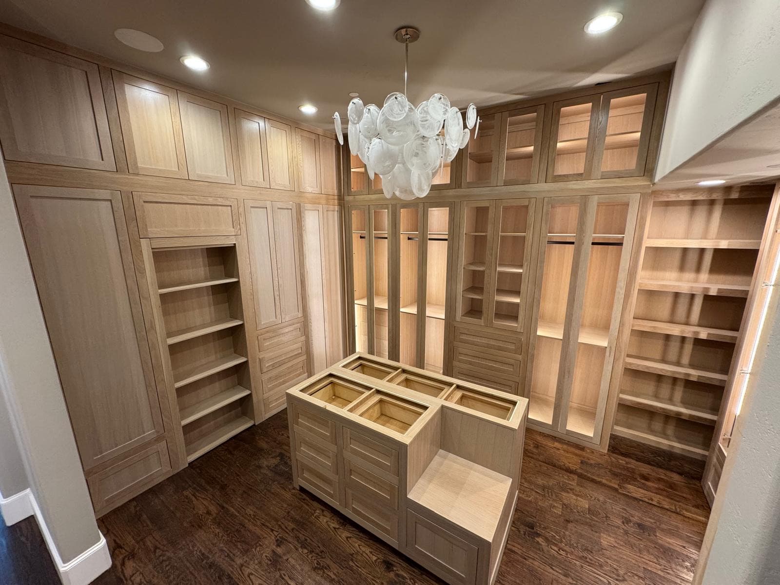 White Oak Master Closet Island & Built-Ins